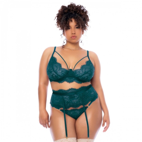 Ensemble XL 3 pcs Mapalé en dentelle verte